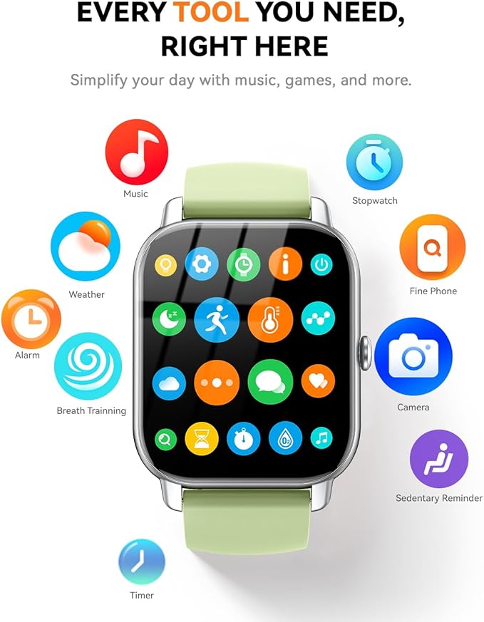 Smart Watches for Men Women(Answer/Make Call), Fitness Tracker Watch with Activity Counter/Sleep Monitor/ 110+ Sports Modes,Smart Watch for Android iPhone iOS Compatible (Green, 1.83)