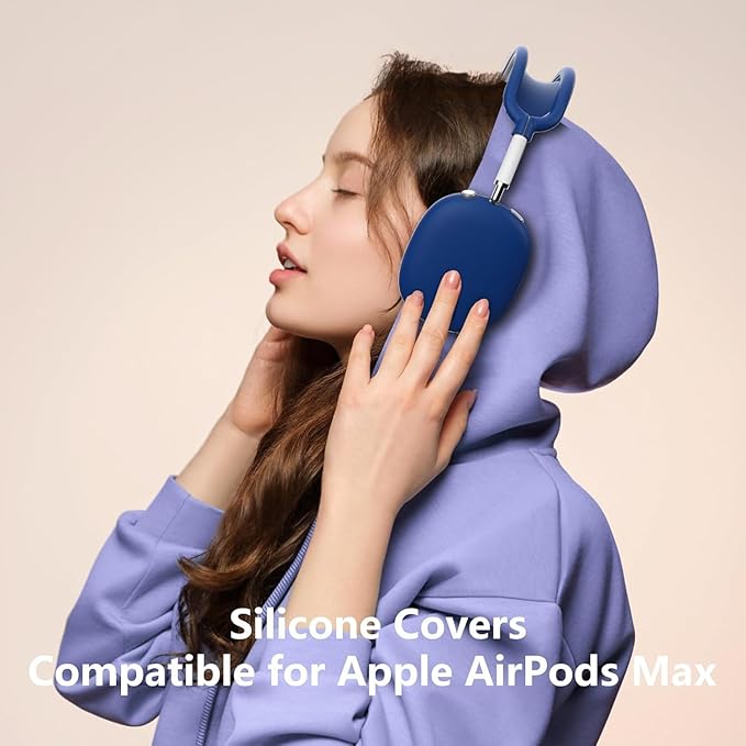 Silicone Case Cover for AirPods Max, Ear Pad Case Cover/Ear Cups Cover/Headband Cover for AirPods Max Headphones, Accessories Soft Silicone Protector for Apple AirPods Max New USB-C (2024) (Dark Blue)