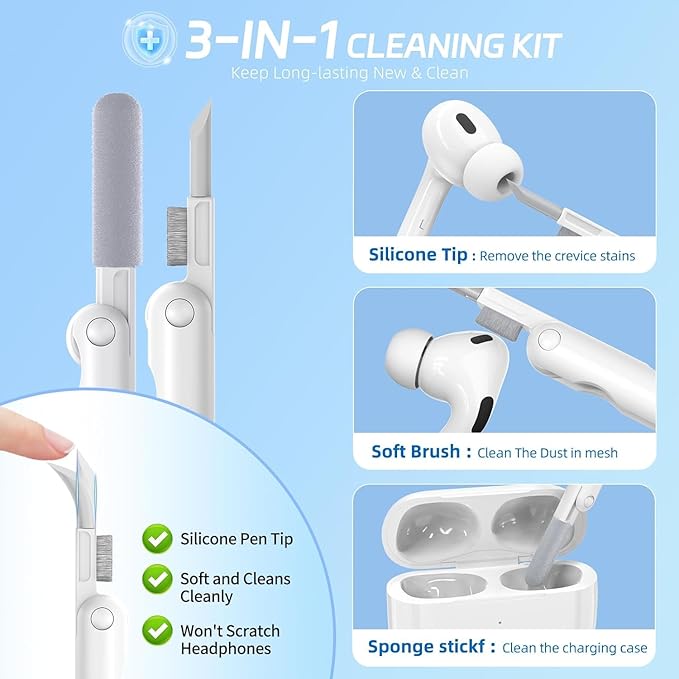 for AirPods Pro 3 Case with Phone Stand & Secure Lock, Auto-Open Clear Case Cover Compatible with Apple AirPods Pro 3rd Generation with Cleaning Kit & Keychain
