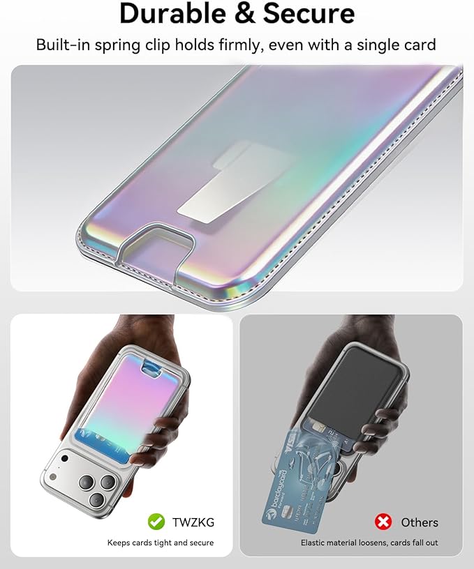 for MagSafe Wallet, 3 Cards Holder, Slim Magnetic Phone Wallet for iPhone 17/16/15/14/13/12 Pro Max Plus Air Series,RFID Blocking Vegan Leather,Rainbow