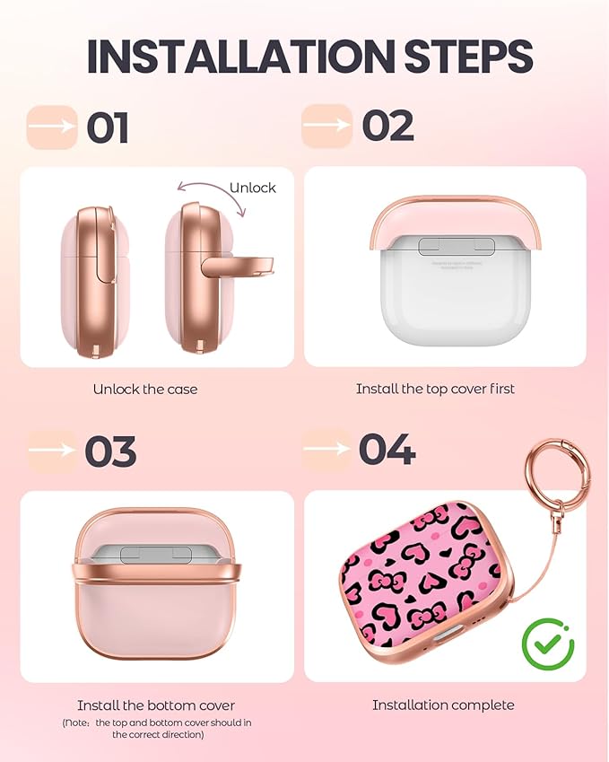 Coralogo for AirPods Pro2/Pro Case with Safety Lock - Cute Cartoon for AirPods Pro1/2 Generation for Women Girls Fashion Stylish Leopard Pattern Design Kawaii Girly Girlish Hard Protective Cover