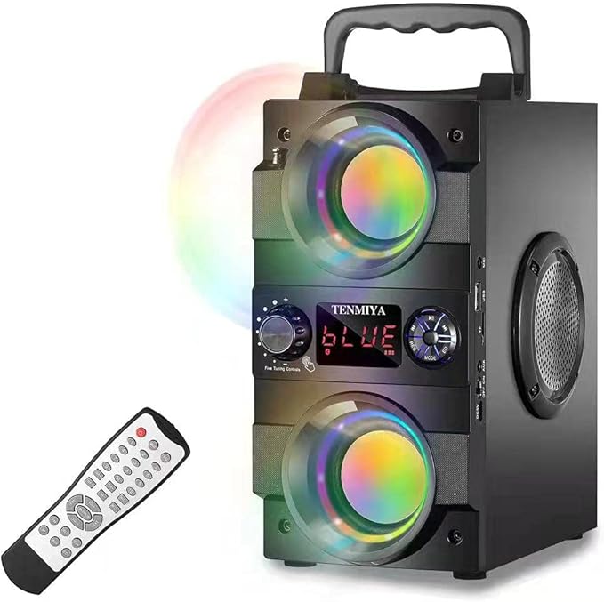TENMIYA 40W(60W Peak) Portable Bluetooth Speakers with Subwoofer Wireless Stereo Rich Bass Boombox with LED Lights Outdoor Home Party Speakers Support FM Radio Remote Control AUX EQ