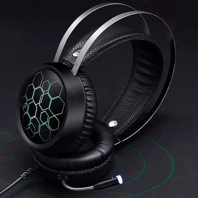 NUOBESTY Gaming Headset with Mic Wired RGB LED Over-Ear Stereo Headphones for PC Computer Gaming and Esports with Noise-isolating Microphone USB 7.1 Surround Sound