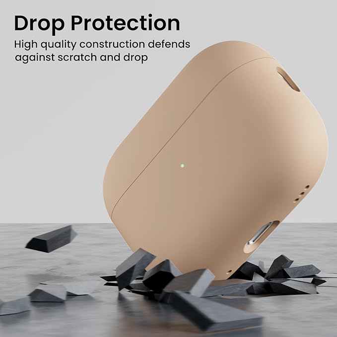 ORNARTO Compatible with AirPods Pro 2 Case 2022, Full Protective Hybrid Silicone for AirPods Pro 2nd Generation Case, Front LED Visible Skin Cover-Nude Taupe