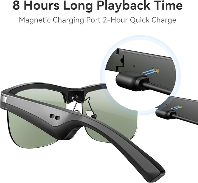 Smart Glasses,Bluetooth Sunglasses with Open Ear Speaker, Voice Assistant, Sports/Outdoor UV Protection
