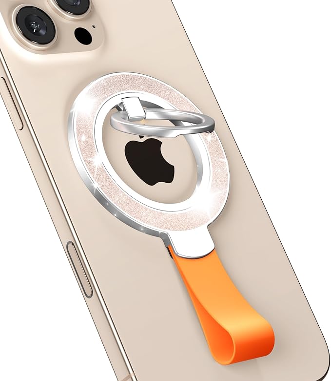 Magnetic Phone Ring Holder,Two-Sided Magnetic Cell Phone Grip Stand Ring Kickstand,360°Rotating Finger Stand Compatible for iPhone 16,15,14,13 12 Pro/Max/Plus,Samsung Galaxy,Android,Golden