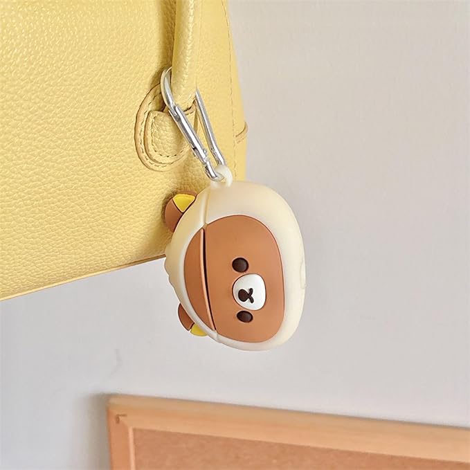 Wireless Charging Earphone Case Compatible with Airpods 4, Cute Kawaii Bear Design Soft Silicone Full Body Protective Skin Cover, Kids Girls Women Cartoon Earbuds Accessories