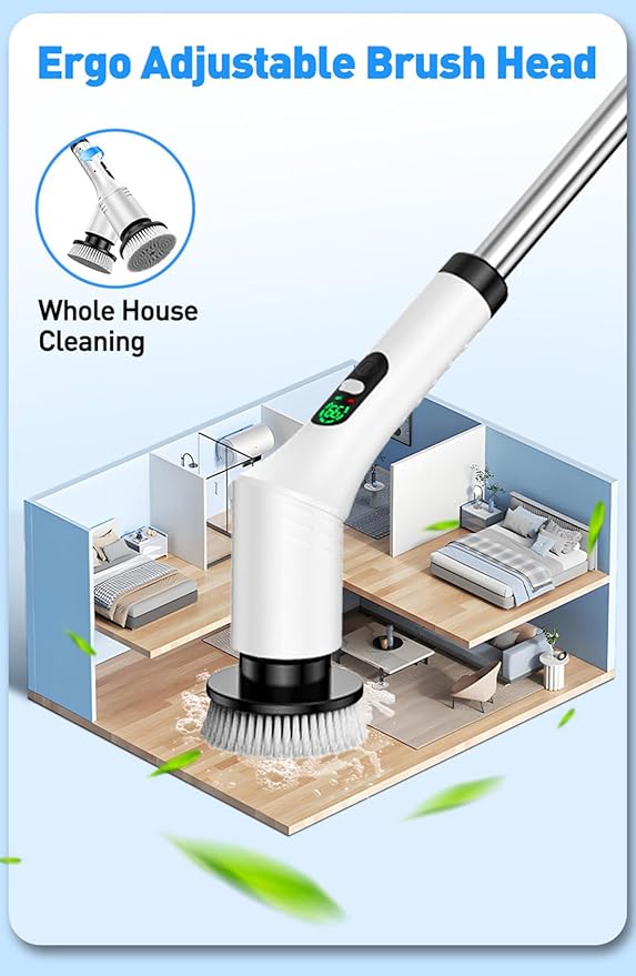 Household Cordless Spin Scrubber Kitchen Hair Brushes Bathroom Broom Toilet Mops Electric Multipurpose Cleaning Brush