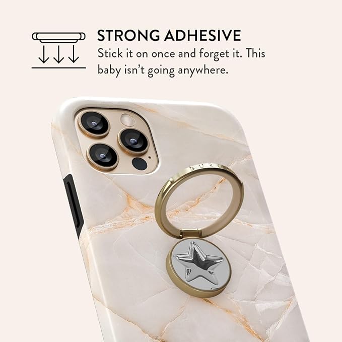 BURGA Cell Phone Ring, Holder Grip and Stand - Finger Phone Grip for Back of Smartphone Case, Kickstand 360 Rotation, Universal Ring for iPhone Samsung Galaxy Huawei Google Pixel, Stylish Accessories