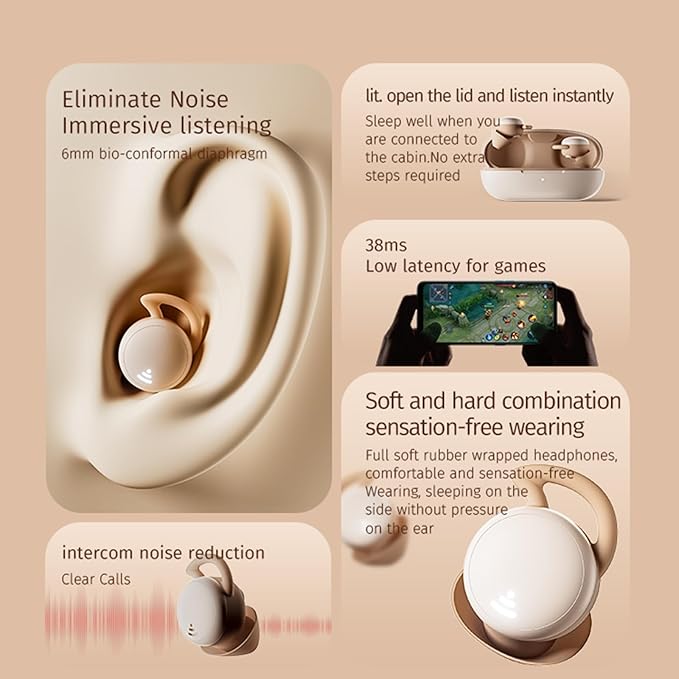 Sleep Headphones Bluetooth 5.3 Noise Cancelling Earbuds for Sleep Sleep Headphones Wireless Sleep Earbuds Sleep Earbuds for Side Sleepers Sleep Earbuds Noise Cancelling