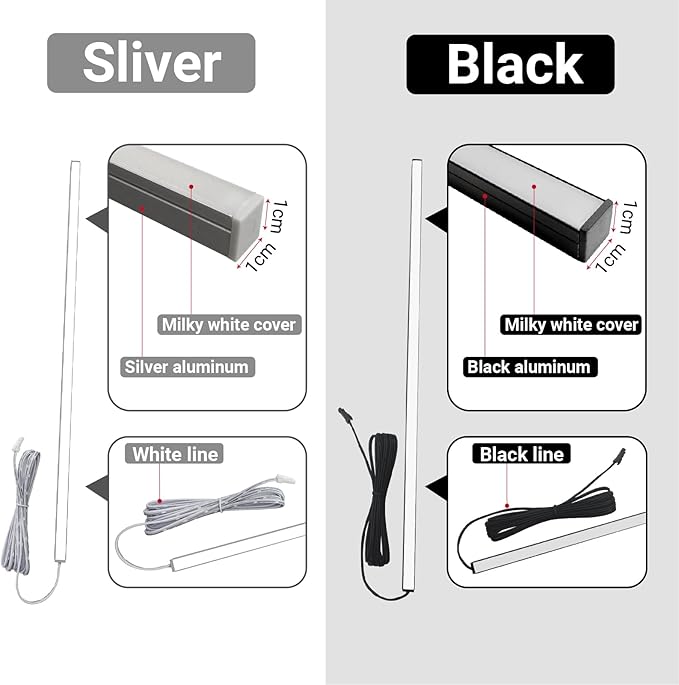HAMRVL Black LED Recessed Lighting Kit - 6 Pcs 16in DC12V White LED Light with Smart Switch, 3000k Self-Adhesive Wall Panel Lights for Wood Slat Wall Panels, Headboards, Stairs, Under Cabinet Lighting