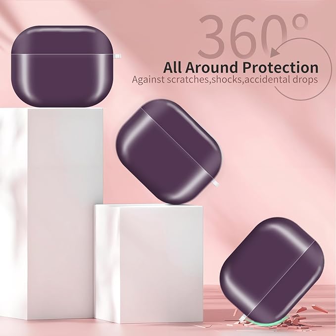 AirPod Pro 3 (2025) Case Cover for Women, Cute Shockproof Protective Case with Gold Round Buckle, Anti-Drop Design Compatible with Apple AirPods Pro 3rd Generation (USB-C Cable) Purple