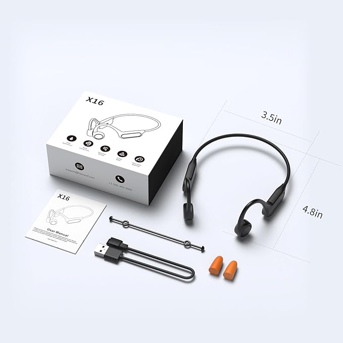 Bone Conduction Headphones, Bluetooth 5.4 with Mic Open Ear IPX8 Waterproof Headsets, Swimming Headphones 10H Playtime Wireless Earbuds for Sports, Running, Cycling