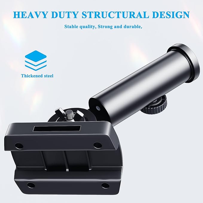 PHITRIC Adjustable Flag Pole Holder, Multi-Position Mounting Flag Bracket, Heavy Duty Flag Pole Holder for Outside House, Premium Aluminum Alloy Strong Rust Free Bracket with Hardwares (Black)