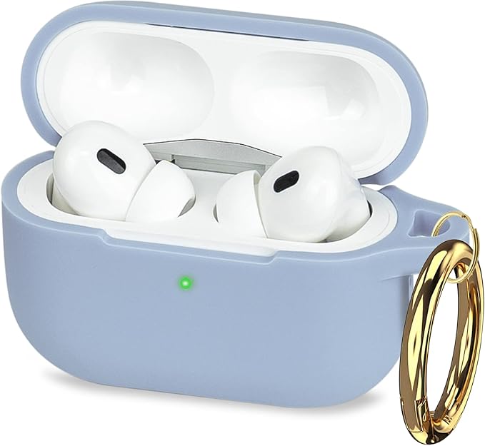 Case Compatible with AirPods Pro 3 Generation 2025 Cover with Keychain, Gawnock Skin Soft Cover for AirPods Pro 3 Case Full Protection,Front LED Visible, Blue