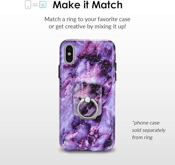 Velvet Caviar Cell Phone Ring Holder - Finger Ring & Stand - Improves Phone Grip Compatible with iPhone, Galaxy and Most Cases (Except Silicone/Leather) - Purple Marble