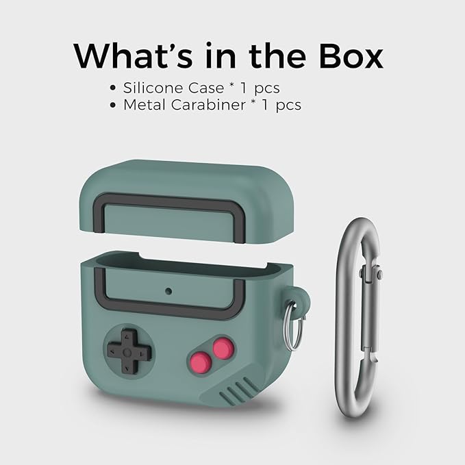 AirPods 4 Case, Silicone Game Design 2024 Case for Apple AirPods 4 Generation with Active Noise Cancellation, Cute Case Cover for AirPod 4 Gen for Women/Men (Pine Green)