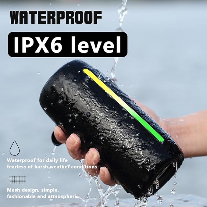 Portable Wireless Bluetooth Speaker: IPX6 Waterproof Audio,fm Radio,Loud USB/TF/AUX Play,LEDlights,TWS interconnected Stereo,Outdoor/Travel/Camping/Riding/Family/Party/Celebration