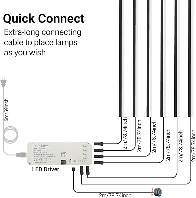HAMRVL Black LED Recessed Lighting Kit - 6 Pcs DC12V White LED Light with Smart Switch,Adapter,3000k Self-Adhesive Wall Panel Lights for Wood Slat Wall Panels, Headboards,Stairs,Under Cabinet Lighting