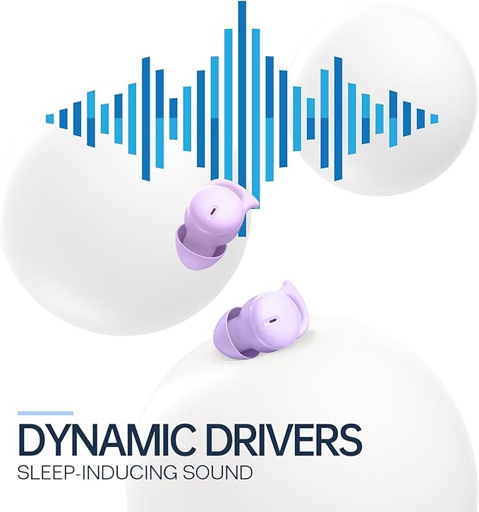 Invisible Sleep Headphones,Sleep Earbuds for Side Sleepers,Small Sleeping Earphones Comfortable Noise Blocking, Bluetooth 5.3 Wireless Headphones for Sleeping - Purple
