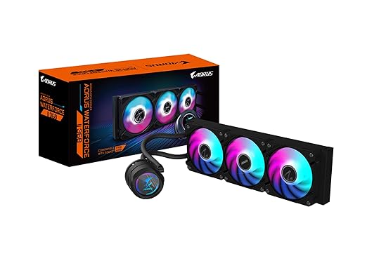 AORUS WATERFORCE II 360 Liquid CPU Cooler, 360mm Radiator with 3x120mm Low Noise ARGB Fans, Compatible with Intel LGA1851, LGA1700, and AMD AM5 (GP-AORUS WATERFORCE II 360)