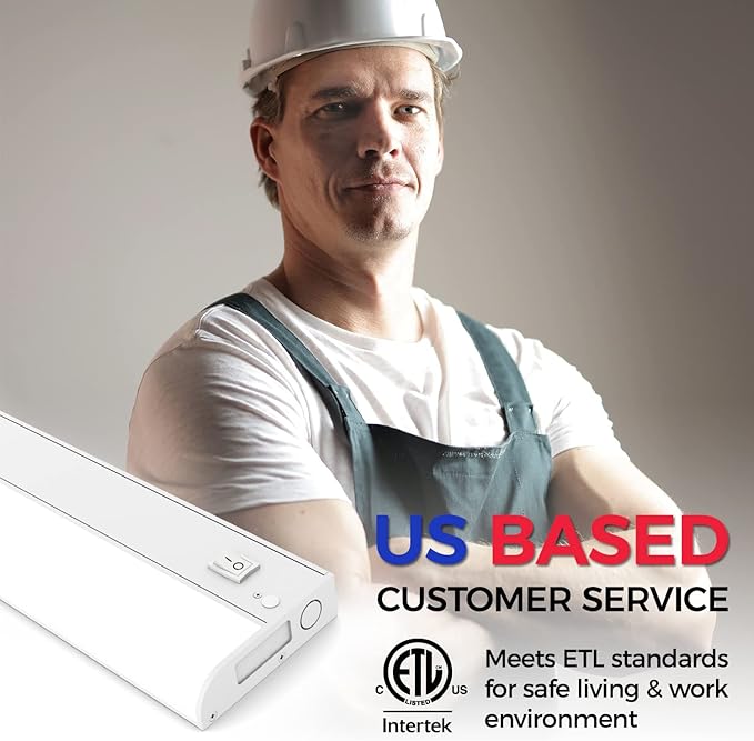 Hizashi LED Under Cabinet Lights Hardwired Only, 12W 850lm Direct Wire Under Cabinet Lighting, Dimmable, CRI>90, ETL & Energy Star Certificated, 24inch, Warm White 3000K, Pack of 2