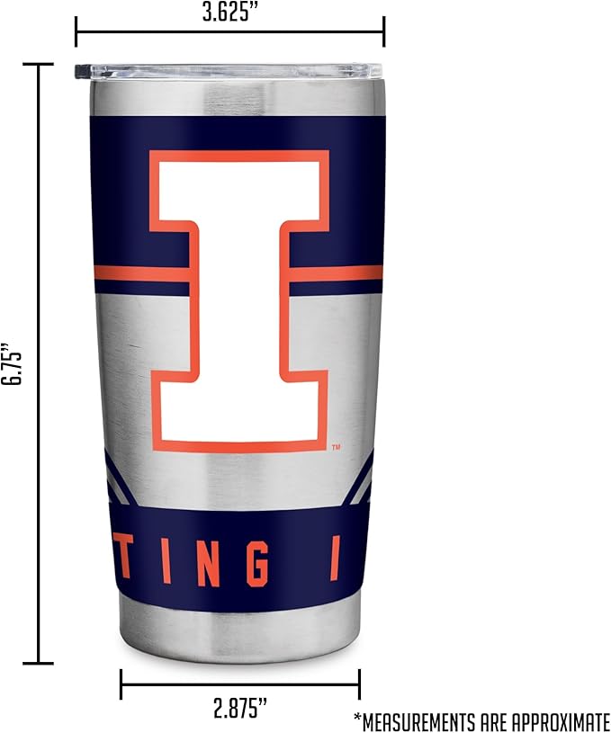 Rico Industries NCAA 20oz Stainless Steel Tumbler with Lid - Great For Coffee, Tea, Water or Cocktails