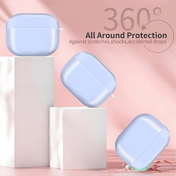 AirPod Pro 3 (2025) Case Cover for Women, Cute Shockproof Protective Case with Gold Round Buckle, Anti-Drop Design Compatible with Apple AirPods Pro 3rd Generation (USB-C Cable) Blue