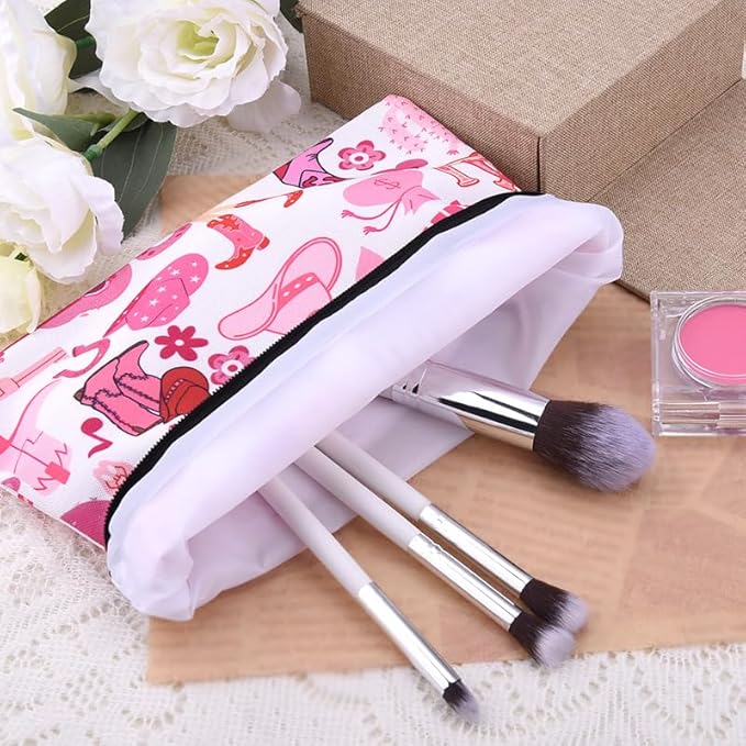 Lets Go Girls cosmetic Bag for Teens Cowgirls Country Girl Birthday Christmas Gifts for Women Girls Friend Bestie Sister Pink Western Makeup Bag Organizer Travel Pouch for Makeup Chargers