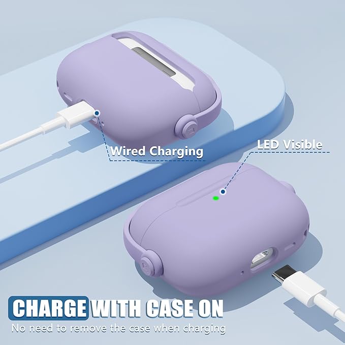 for Airpods Pro 3 Case,Safety Lock Cases for Apple Airpod Pro 3 (2025) with Cleaner Kit, Drop Protection Air pods Pro3 Case Cover for Men for Women with Keychain,Fantasy Purple