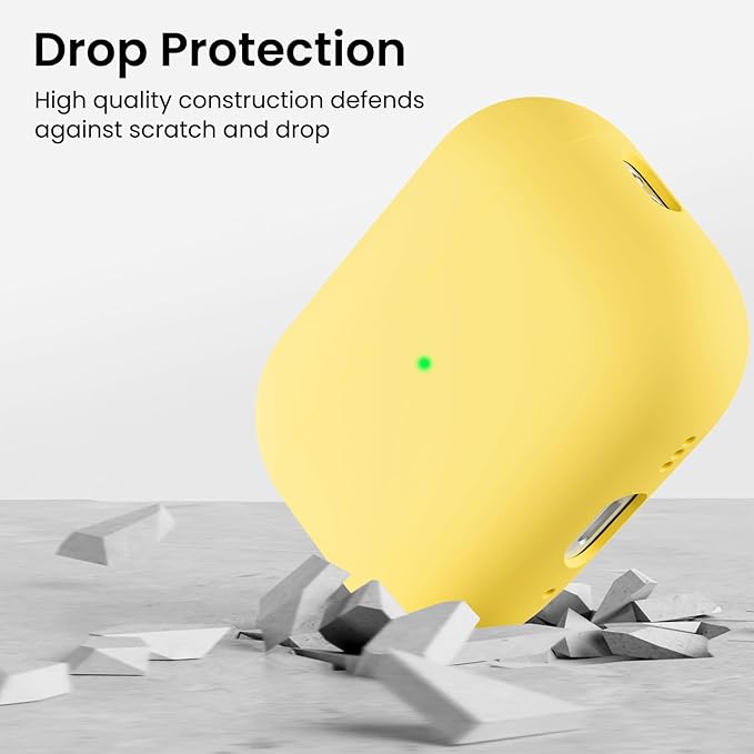 ORNARTO Compatible with AirPods Pro 3 Case 2025, Full Protective Hybrid Silicone for AirPods Pro 3rd Generation Case, Front LED Visible Skin Cover-Buttercream Yellow