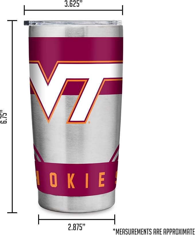 Rico Industries NCAA 20oz Stainless Steel Tumbler with Lid - Great For Coffee, Tea, Water or Cocktails