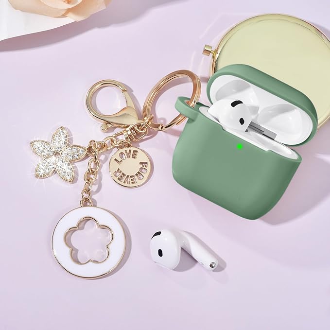 Case for Apple Airpods 4 - VISOOM Airpods 4 Cases 2024 Cover Women Anti-Drop Silicone iPods 4 Earbuds Wireless Accessorie Charging Cases Girl Bling Keychain for Airpod iPods 4th Generation