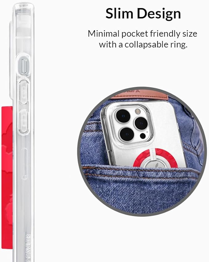 VELVET CAVIAR Compatible with MagSafe Phone Grip - Magnetic Ring Holder with Adjustable Stand - Removable MagSafe Accessories for iPhone 16, 15, 14, 13, 12 (Red Leopard)