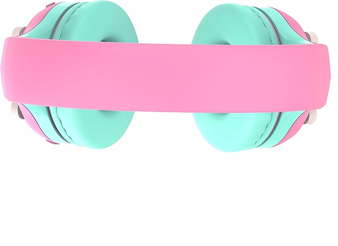Riwbox CB-7S Kids Wireless Headphones,with Safe Volume Control 74/85/95dB,LED Glow Lights,50H Playtime,Bluetooth V5.3,Built-in Mic, TF Card Slot,for Travel/School/Phone/Laptop (Pink&Green)