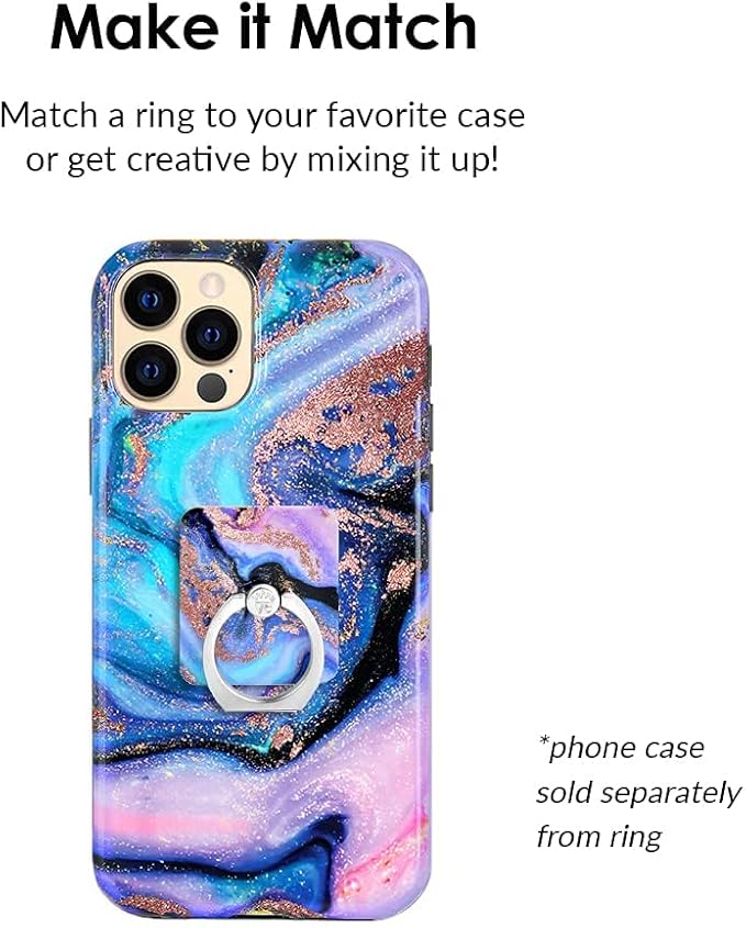 Velvet Caviar Cell Phone Ring Holder - Finger Ring & Stand - Improves Phone Grip Compatible with iPhone, Galaxy and Most Smartphones (Galaxy Glitter)