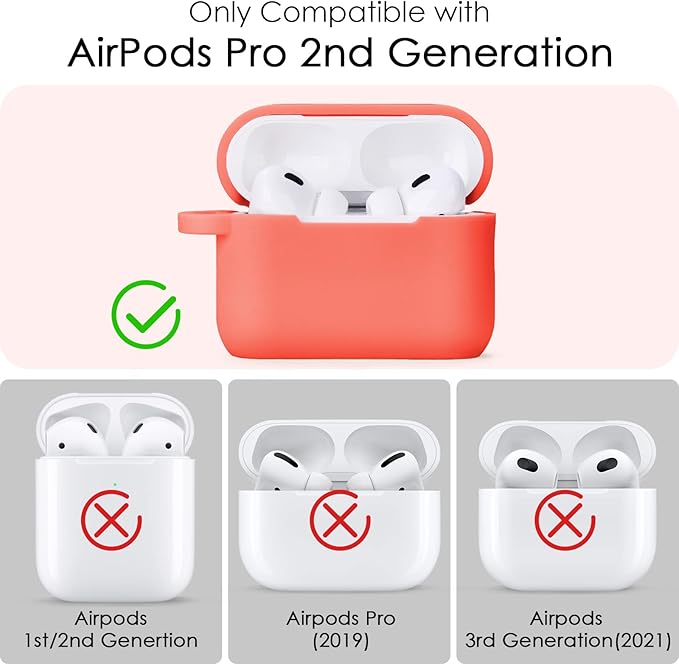 Case for Airpods Pro 1st 2nd Generation - VISOOM Airpods Pro 1/2 Cases Cover Women Silicone iPod Pro 2 Earbuds Wireless Charging Case Girl Bling Keychain for Apple Airpod Gen Pro 2