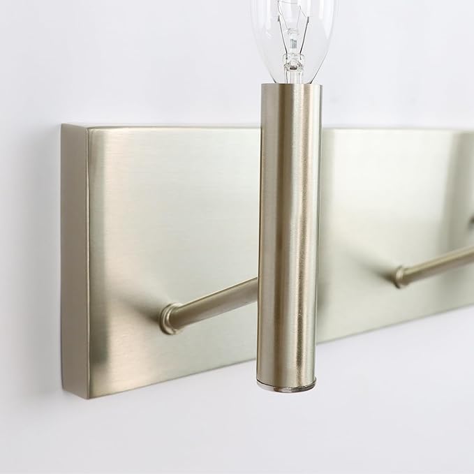 Kalium Bathroom Light Vanity Fixtures Over Mirror, 3-Lights Modern Brushed Nickel Wall Sconces, Minimalist Wall Lights for Livingroom Bedroom Entryway Hallway Staircase, E12 Base(Bulbs Not Included)