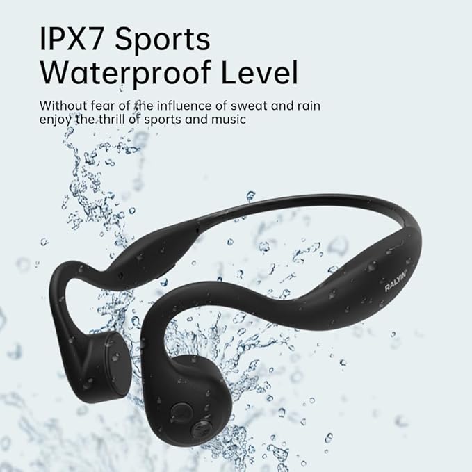 Open Ear Headphones, Bone Conduction Headphones, Built-in MP3 Player 8G Memory, Wireless Open Earphones Bluetooth 5.3, for Running, Cycling, Working, Black