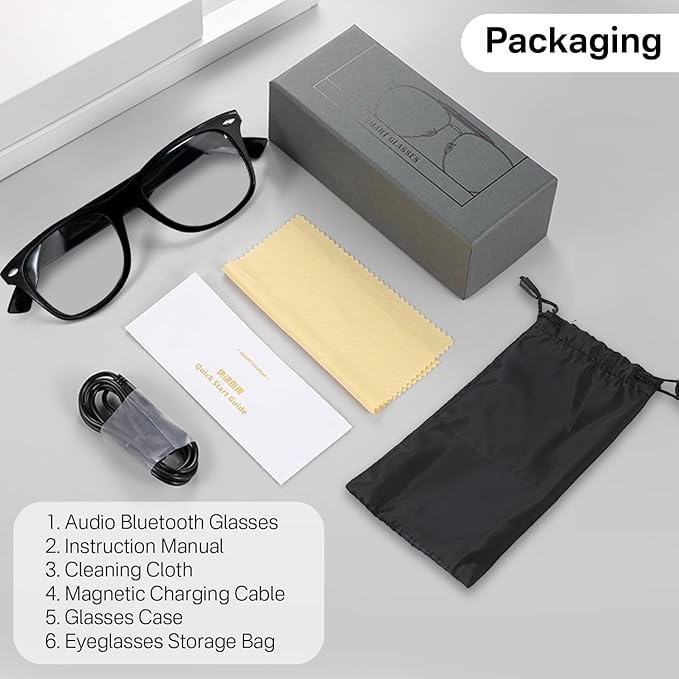 Smart Glasses for Men and Women, Blue Light Filtering Lenses, Bluetooth Audio Glasses with Mic & Speakers, Touch & Voice Assistant Compatible - Up to 6 Hrs Battery, for Office, Driving