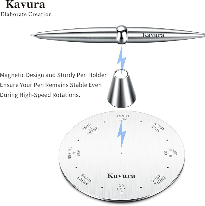 Spin Decision Pen – CNC-Machined 316L Stainless Steel Fidget Pen with Magnetic Stand | Smooth Writing Gel Ink | Stress Relief & Decision Maker |Office Desk Gift for Professionals