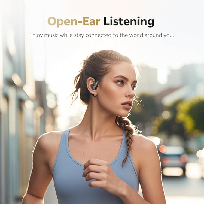 QCY Crossky R70 Open Ear Headphones Wireless with 52H Playtime, Hi-Res Audio & LDAC, Deep Bass, Bluetooth 6.0 Earhook Earbuds, Wireless Charging, Multipoint Connection for Gym/Workout