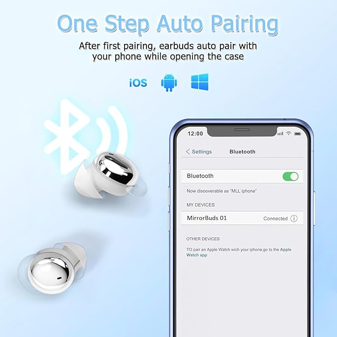 Side Sleeper Earbuds, Mini Earbuds for Sleeping, Invisible Wireless Headphones, Fast Charging Case, No Beep & Comfortable to Sleeping (Cream White)
