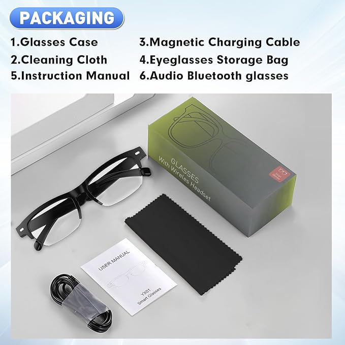 Smart Glasses, Open-Ear Sound Mic & Speakers, Smart Audio Polarized Sunglasses with Photochromic Lenses, IPX4 Waterproof, Voice Assistant, Unisex Bluetooth Glasses for Travel, Working & Driving