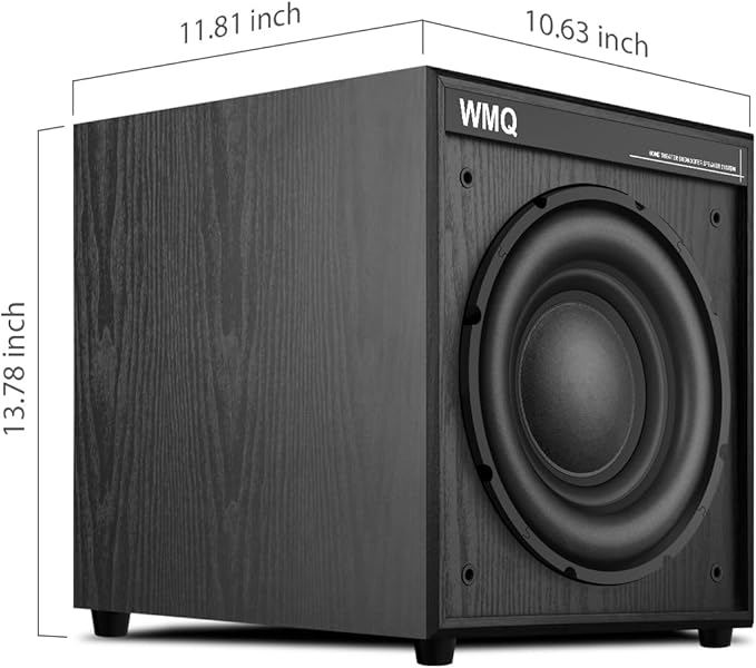 8" Active Home Theater subwoofer, Featuring SUB and RCA Input interfaces, 200W RMS, Medium-Density fiberboard Cabinet with Heat Sink, Adjustable Crossover Frequency Range from 60-180 Hz.