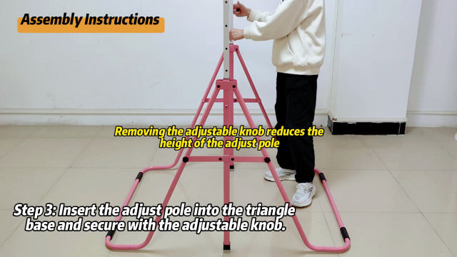 Gymnastics Bar for Kids, Adjustable Height Gymnastic Horizontal Bars, Folding Gymnastic Junior Training Monkey Bars Equipment for Home Indoor/Outdoor Using, Pink