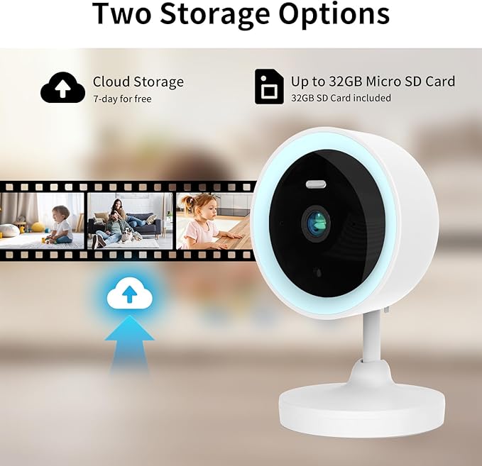 2K 3MP Indoor Security Camera for Baby Monitor, Dog Camera AI Motion Detection, 2-Way Audio Siren, Night Vision, Cloud & SD Card Storage,Support 2.4G & 5G WiFi