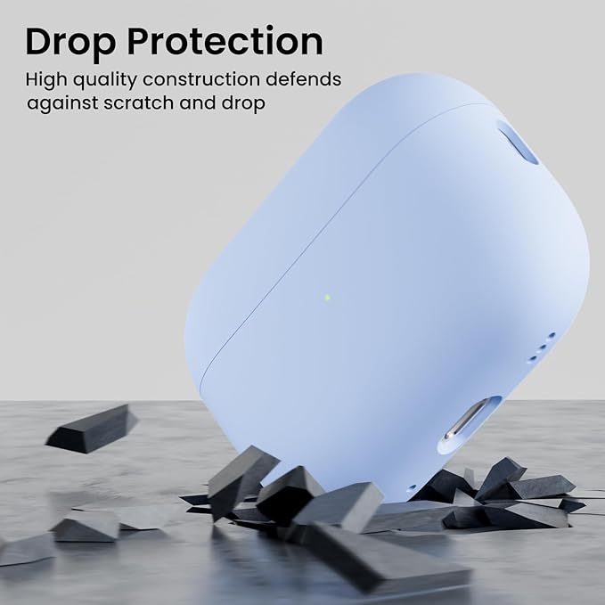ORNARTO Compatible with AirPods Pro 2 Case 2022, Full Protective Hybrid Silicone for AirPods Pro 2nd Generation Case, Front LED Visible Skin Cover-Baby Blue