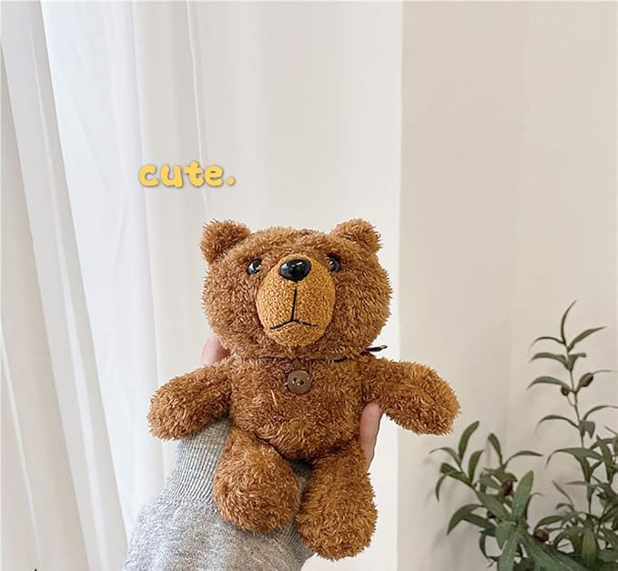 Yatchen Plush Case Compatible with AirPods Pro, Cute 3D Cartoon Fur Bear Design Funny AirPods Cover with Keychain, Protective Case for AirPods Pro Bear Brown