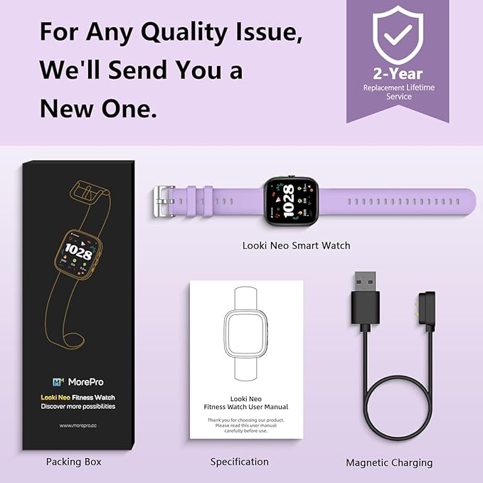 Smart Watch with Bluetooth Calls 1.83 inch Health Fitness Tracker Heart Rate Blood Pressure SpO2 Sleep Monitor 100 Plus Sports Modes IP68 Waterproof for Men Women Purple